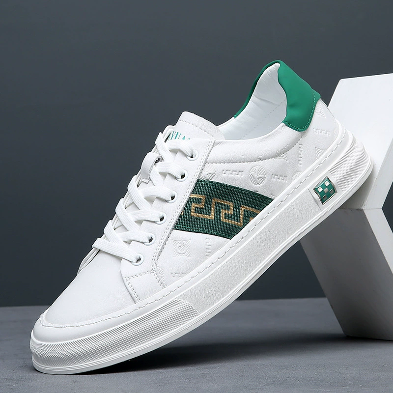 Мужская обувь 2024 весна, новая модная дышащая повседневная кожаная обувь в Корейском стиле, белые туфли, мужские кожаные универсальные туфли на платформе