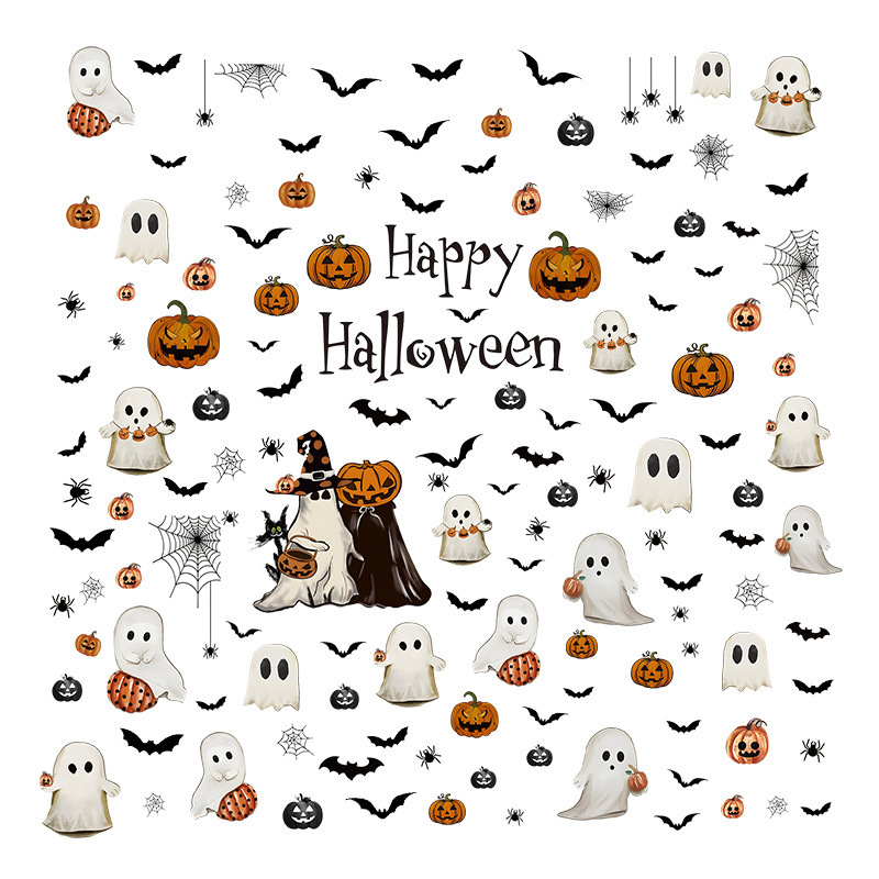 新しいハロウィンウィンドウステッカーカボチャリビングルームガラス窓装飾ステッカーpvc静電ステッカーゴーストハロウィン|undefined