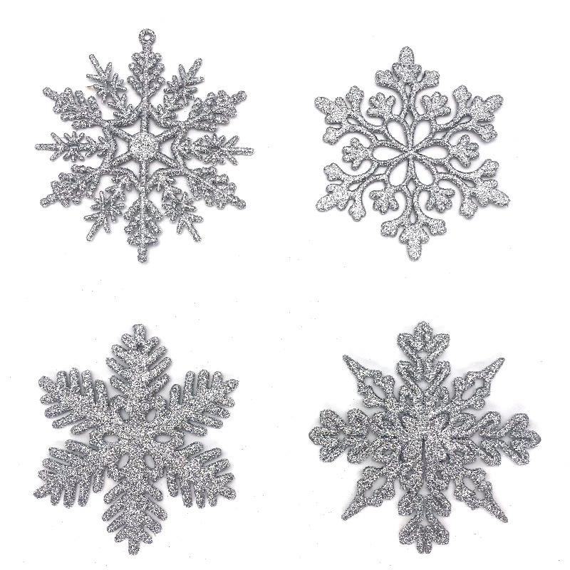 撒粉雪花片闪粉装饰品挂件圣诞树塑料圣诞节配绳布置圣诞金粉