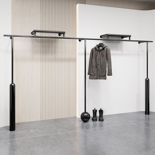 Clothing Store Display Rack Wall Hanging Iron Bright Black Hangers for Men and Women Clothing Store Special Display Rack Shelf
