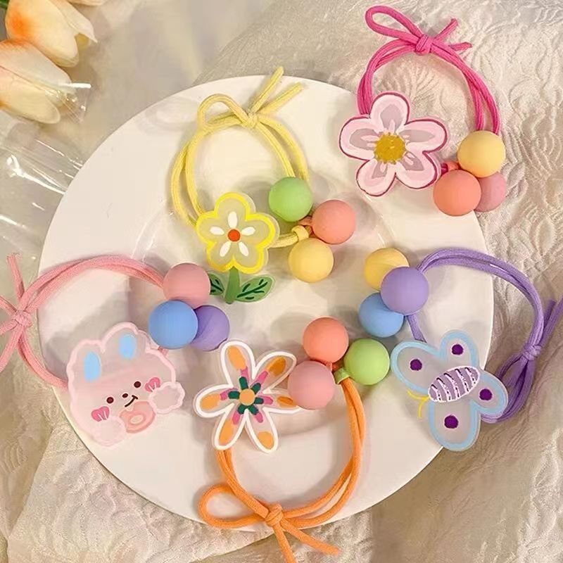 New Children's Hairband for Little Girls, Rubber Band for Balls, Ponytail Hair Accessories, Flowers, Simple and Versatile