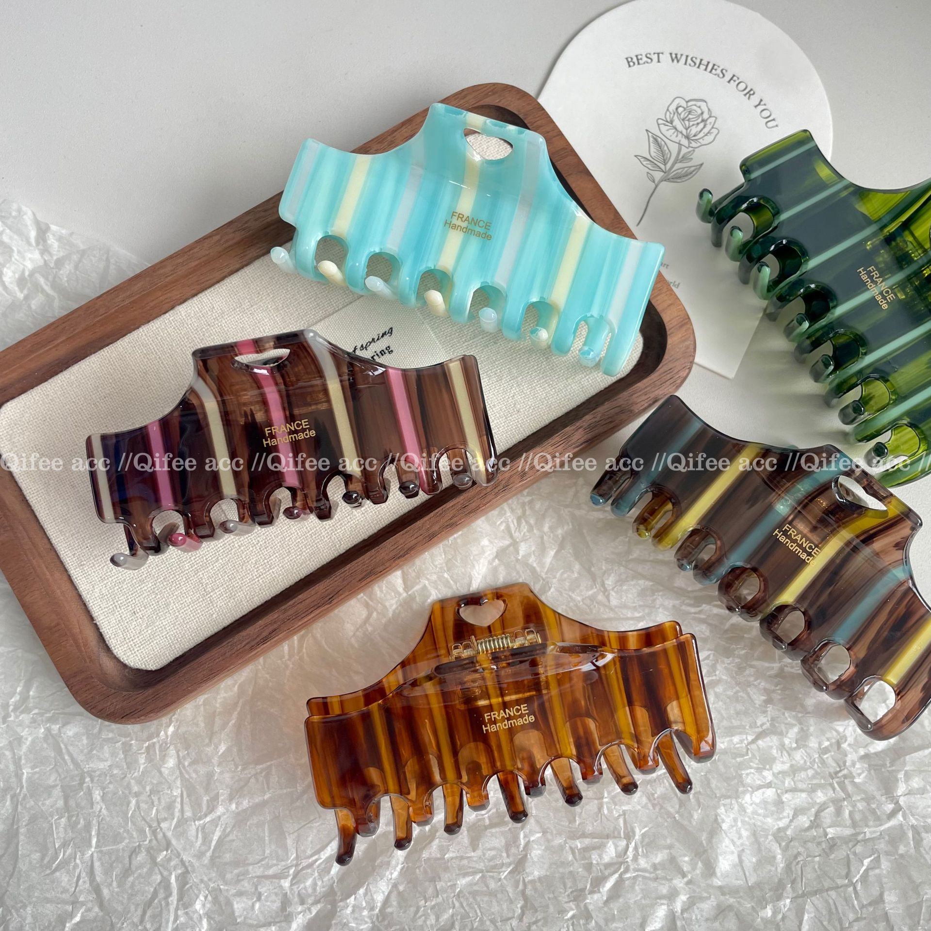 2024新款條紋醋酸抓夾女大號鯊魚夾髮夾女後腦勺發抓夾子頭飾發卡