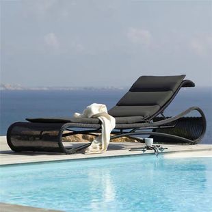 Outdoor Lounger Patio Balcony Rattan Leisure Lounger Beach Chair Swimming Pool Spa Spa Club Rattan Lounger Chair