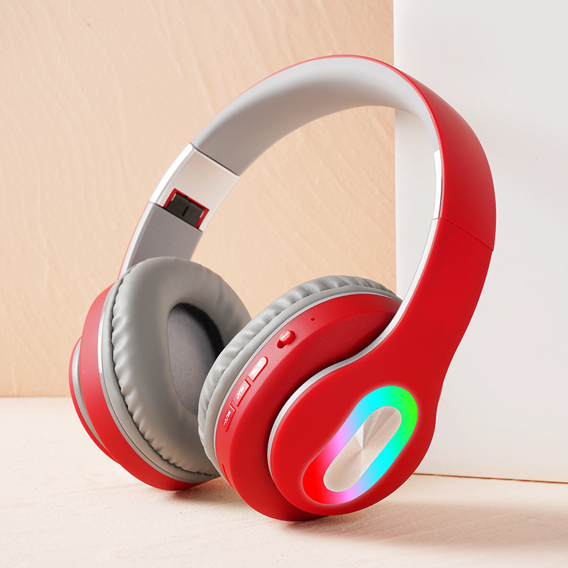 ヘッドマウント型Bluetoothヘッドセット ワイヤレスイヤホン 360度サラウンドサウンド 超軽量設計 LED発光 クリエイティブな発光|undefined