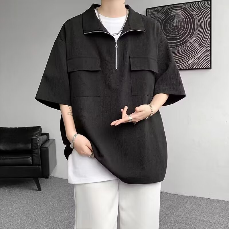 Camisas de ropa de manga corta con solapa, camisetas de moda de verano para hombres, camisetas coreanas, tendencia delgada, 2025 nuevo estilo universal