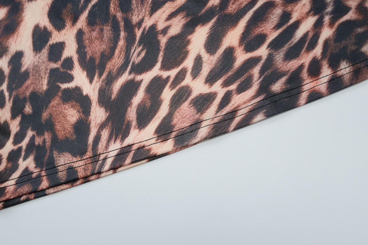 Spring Women Clothes Leopard Print Sleeveless Halter Strap Dress Sexy Backless Dress