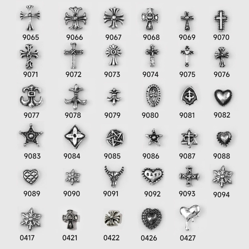 Nail Art Accessories Metal Cross DIY Retro Dark Style Five-Pointed Star Alloy Trendy Hot-Selling Nail Decorations