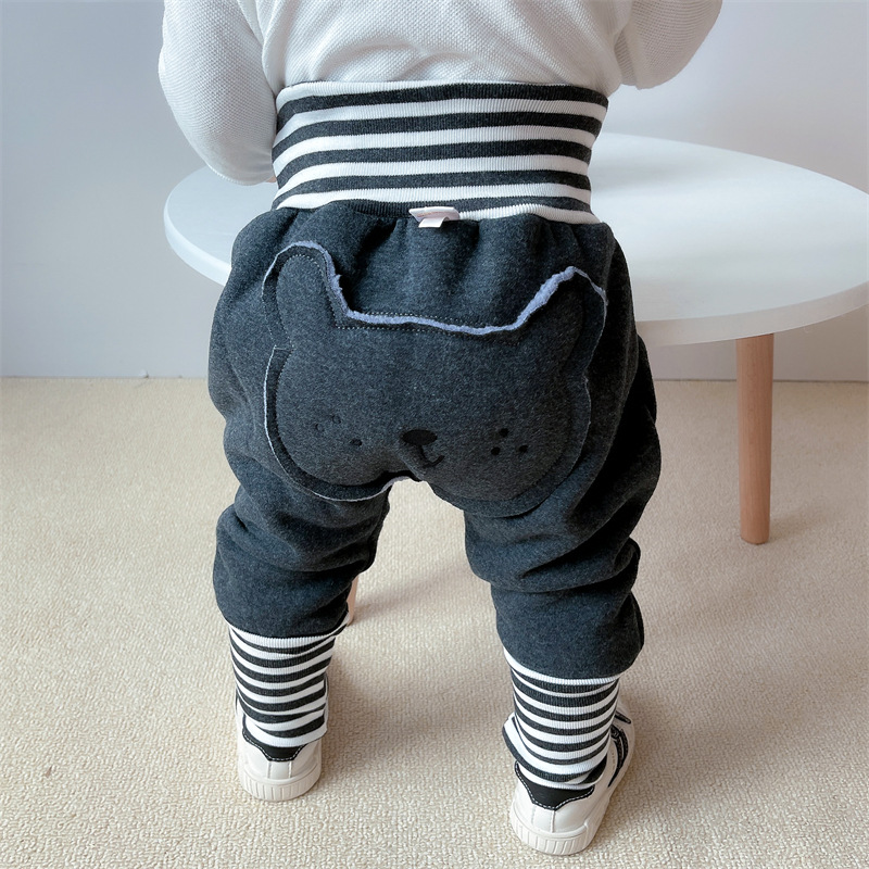 다크 그레이 곰 pp 바지 원피스 벨벳