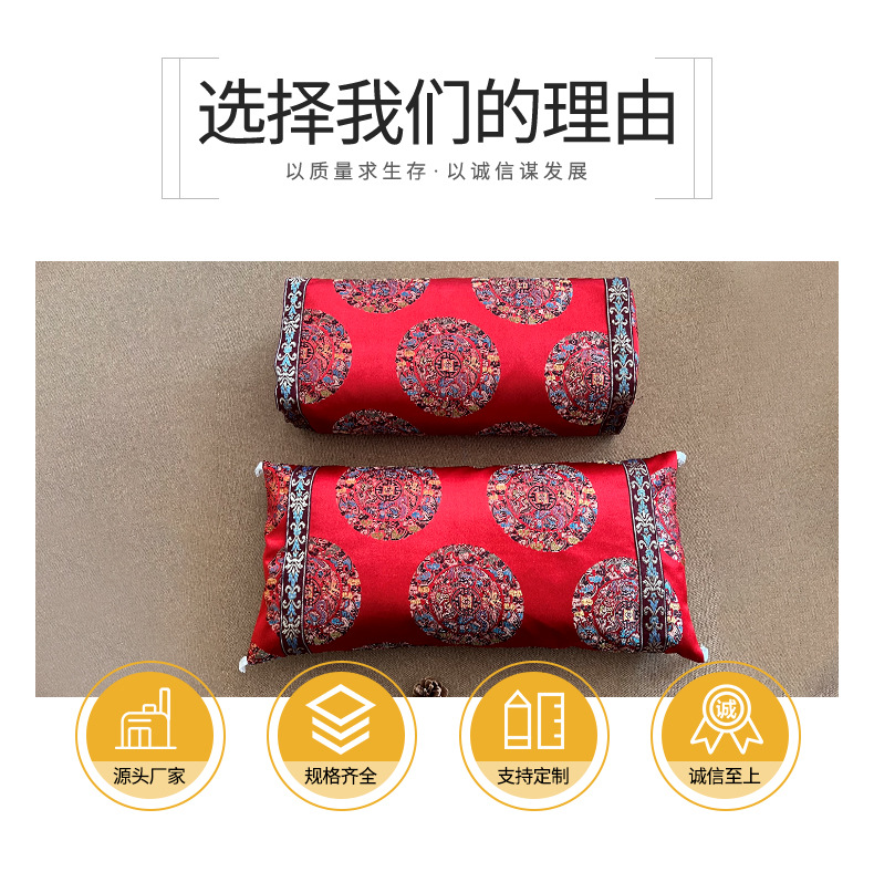 织锦缎宫廷枕头 荞麦壳枕头单人枕芯枕套荞麦皮硬大人睡眠枕-阿里巴巴