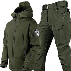 アウトドアシャークスキンサーマルスーツ防寒暖かい迷彩プラスベルベット厚みのある服秋冬ソフトシェル大きいサイズジャケット