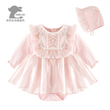 女童春秋气质轻奢生日礼服蝴蝶结连衣裙婴儿满月周岁带裆裙子衣服