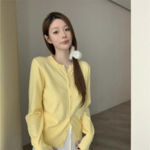 韩版简约单排扣长袖针织开衫女秋季2025新款休闲显瘦百搭网红上衣