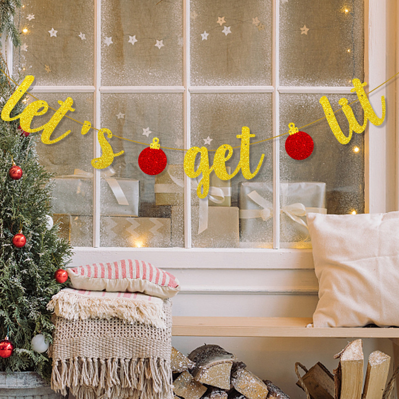 クリスマスフラグキラキラクリスマスバナー新年パーティークリスマス背景装飾用品写真撮影道具|undefined