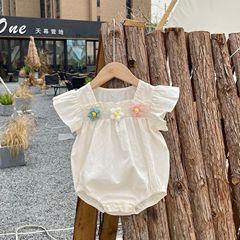 2023 Summer New Girl Baby 3D Flower Diaper Suit Thin Sleeveless Onesie Outing Crawling Suit