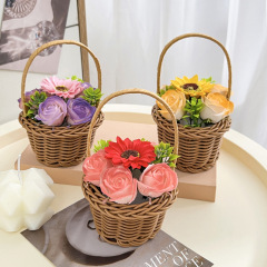 教师节礼物编织花篮香皂花太阳花永生花花艺摆件跨境文具店批发