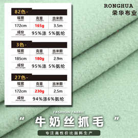 165.180.200.230.250克牛奶丝抓毛面料 涤氨拉毛四面弹保暖布料