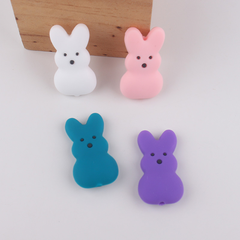 Fábrica nuevo conejo de dibujos animados cuentas de silicona accesorios de bolígrafo cuentas cuentas sueltas joyas de bricolaje para niños cuentas de silicona al por mayor