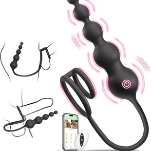 One finger cross-border male APP remote control vibration lock sperm ring prostate massager posterior anus plug beads
