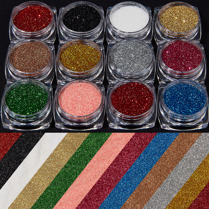 Cross-border nail glitter twelve-color popular flash high flash laser flow hemp glue hand-worn armor jewelry wholesale