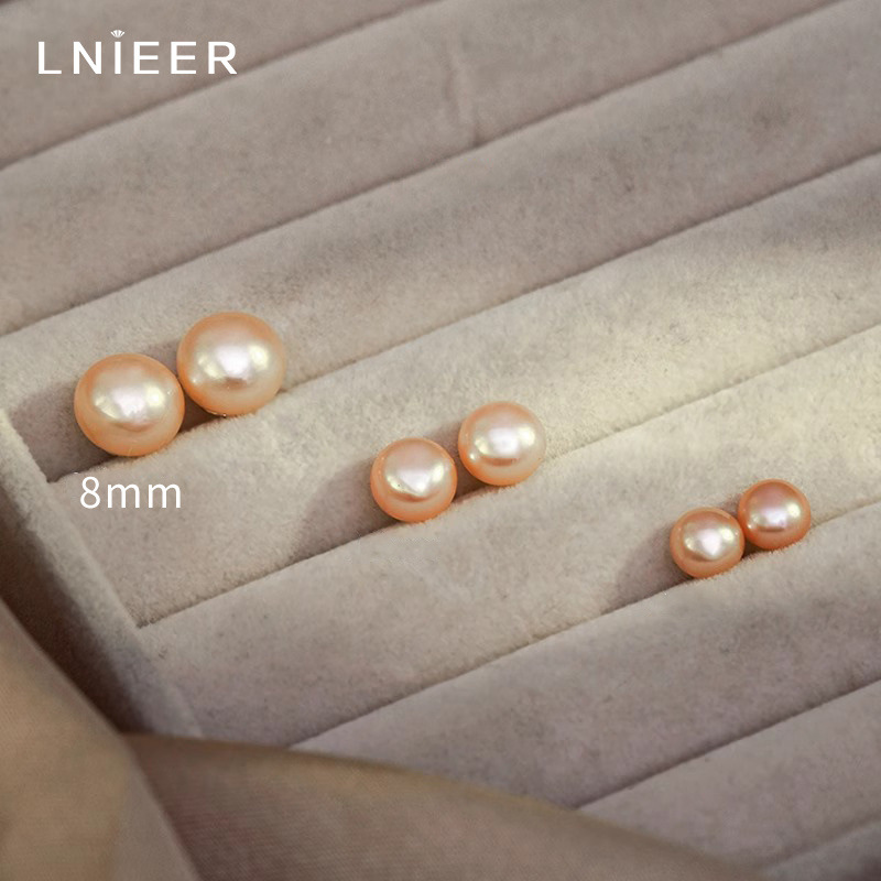 오렌지핑크 8mm 천연진주 귀걸이 [999 순은]