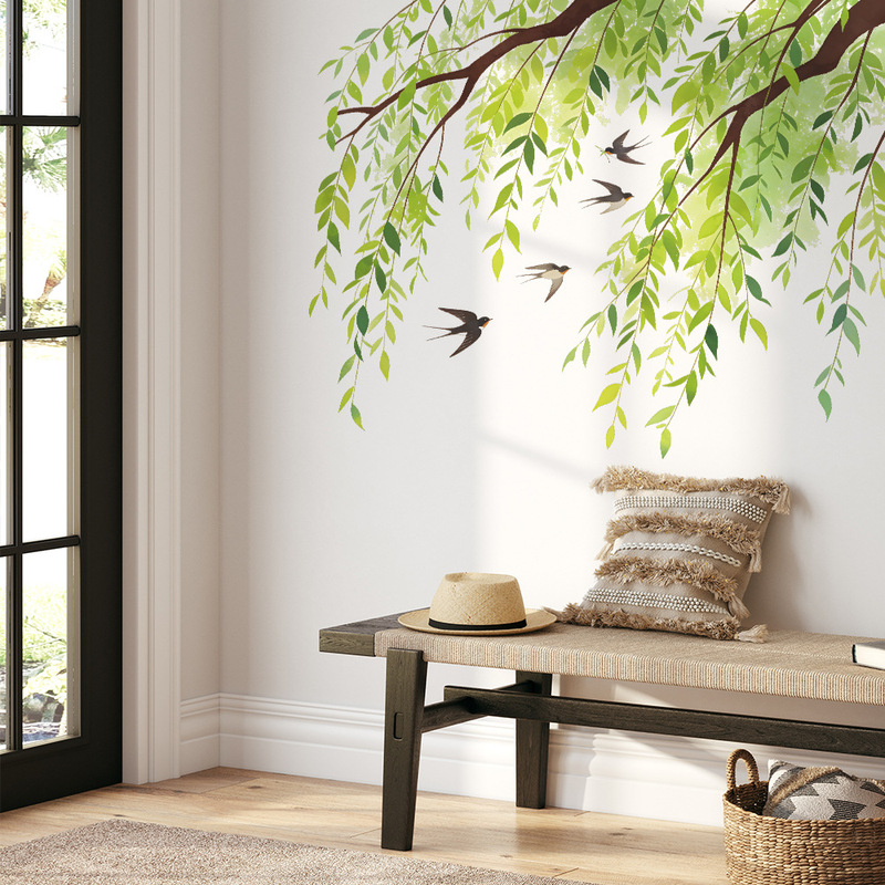 Fun-C181 Fresh Green Leaf Willow Tree Wall Stickers for Bedroom, Living Room, Study, Home Wall Decoration Wholesale Fun-C181 Fresh Green Leaf Willow Tree Wall Stickers for Bedroom, Living Room, Study, Home Wall Decoration Wholesale
