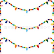 跨境毛毡灯球花环横幅灯泡绒球家庭装饰拉花派对布置家用手工