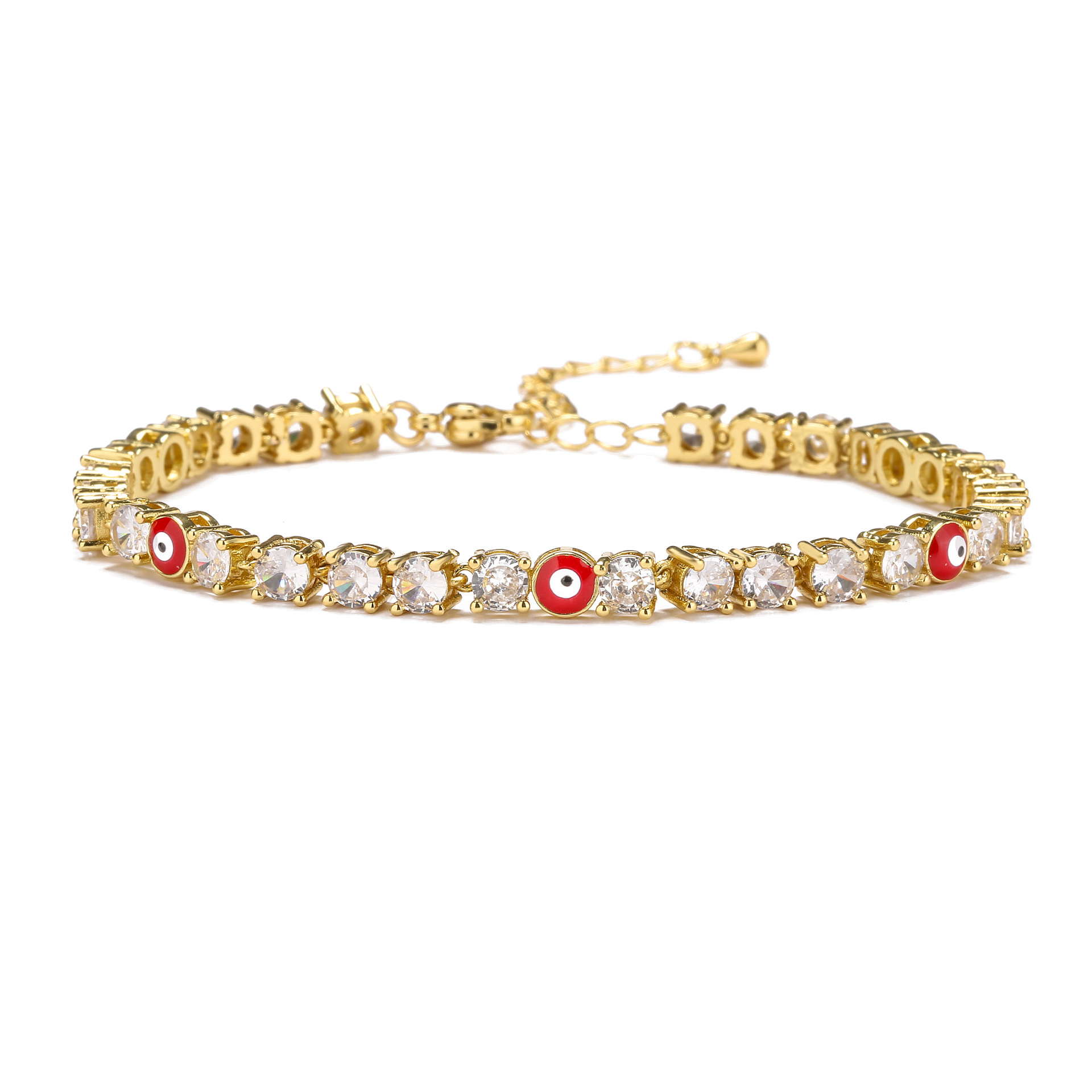 Fashion Devilu0027S Eye Copper Plating Inlay Zircon Bracelets 1 Piece