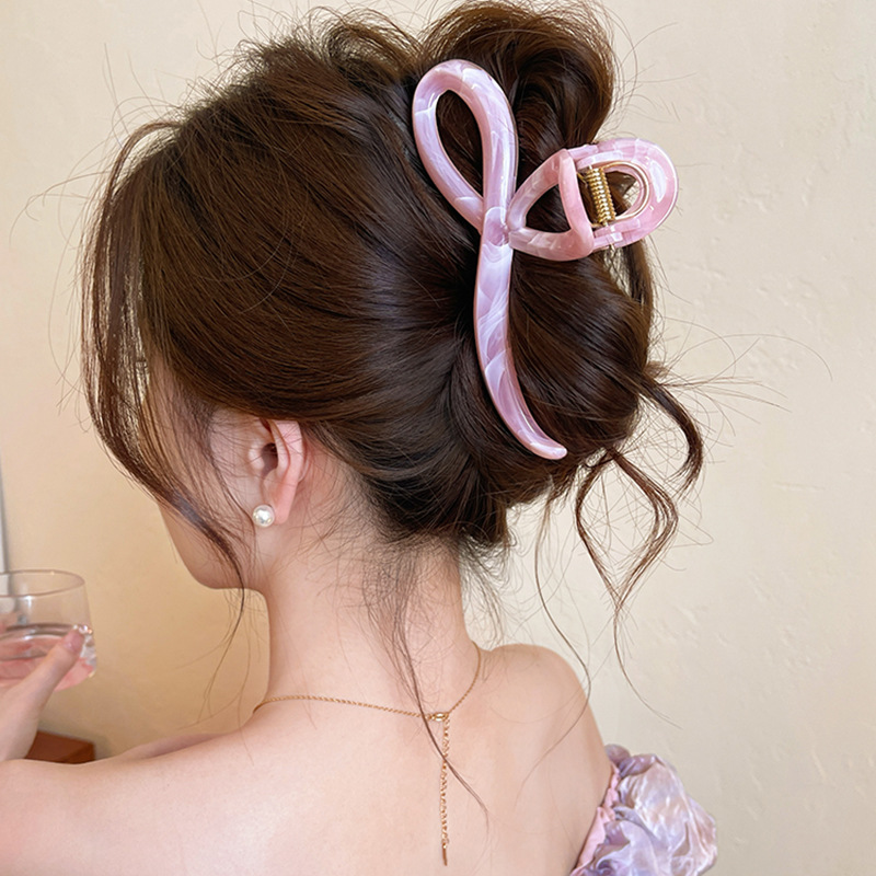 Pinza acrílica miscible de color crema pinza para el cabello pinza de tiburón cruzada dulce simple coreana accesorios para el cabello para mujeres