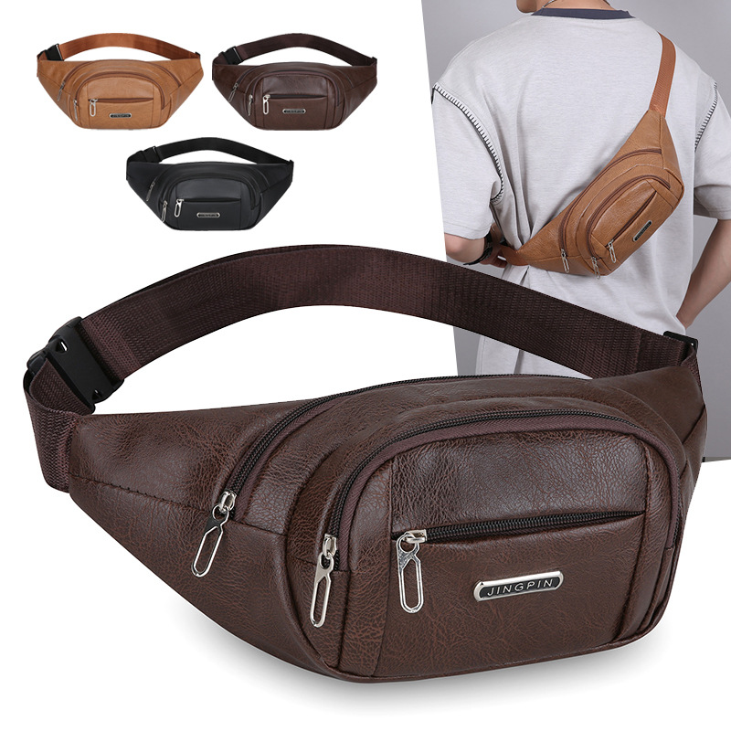 Large Capacity Waist Bag with Multiple Compartments, Men's Pu Chest Bag, Crossbody Backpack, Business Wallet, Men's Small Phone Bag