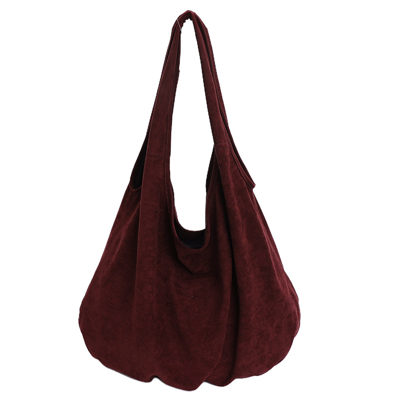 Women's 2025 Autumn/Winter New Suede Pleated Cloud Bag Large Capacity Leopard Print Shoulder Bag Shopping Tote - Thumbnail 6