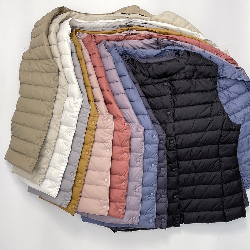 2024 Autumn New Lightweight down Jacket Women's Collarless Liner Vest Large Size Thin Waistoutwear Vest Warm Jacket