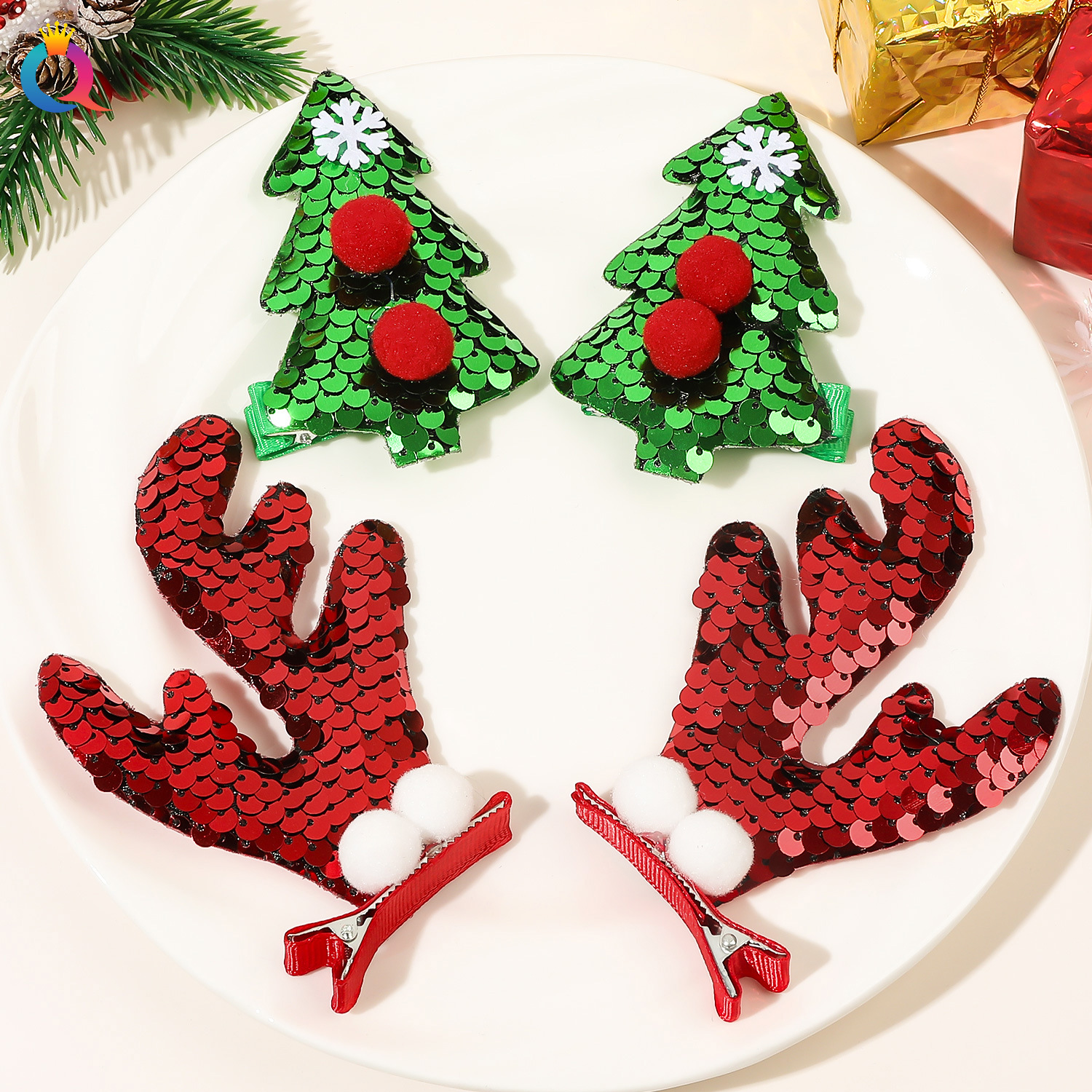 Cadeau de Noël Épingle à cheveux de Noël Déguisement de vacances Pince à bec de canard Pince à cheveux Pince à frange latérale Accessoires pour cheveux en gros_voghion.com