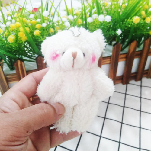 Fuzzy toy accessory blush bear, Instagram cute key schoolbag little bear ornament, Japanese cartoon playful doll