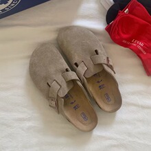 新款钓鱼休闲勃肯鞋拖鞋男夏季外穿厚底真皮博肯鞋拖鞋软木半拖女