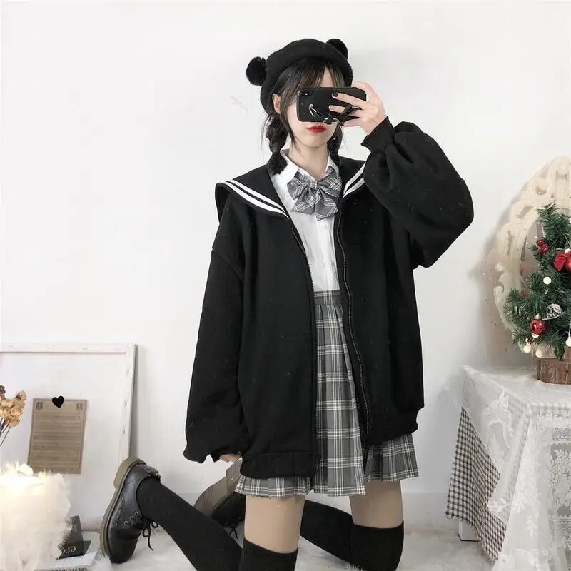 Navy collar sweater female student Japanese sailor suit jk uniform cute bubble sleeve coat college style top Navy collar sweater female student Japanese sailor suit jk uniform cute bubble sleeve coat college style top