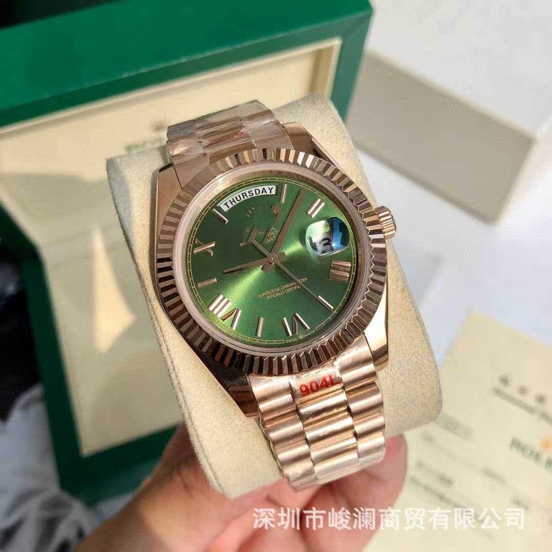 Comercio exterior transfronterizo negro DD diario de domingo mesa de juego verde reloj mecánico automático reloj de hombre reloj calendario doble
