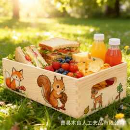 木制收纳盒创意收纳盒带手提巴收纳零食盒厨房调料收纳盒
