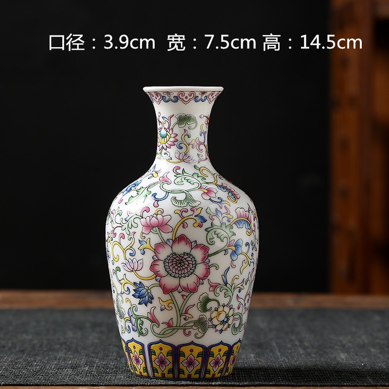 Vaso de escritorio de cerámica de porcelana pequeña boca mini hidroponía de flores retrógradas botellas de flores de porcelana