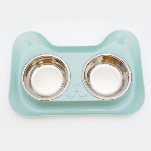Pet Bowl Double Bowl Wholesale Cat Bowl Stainless Steel Anti-Tip Rice Bowl Pet Small Dog Dog Cat Water Bowl Supplies