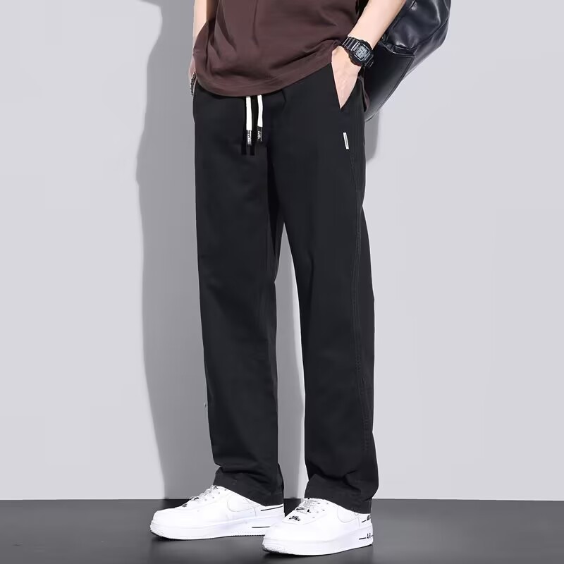 Pantalones casuales de hombre retro americano, pantalones de trabajo de primavera y verano, pantalones de trabajo finos de verano de color sólido, pantalones de trabajo sueltos y resistentes al desgaste