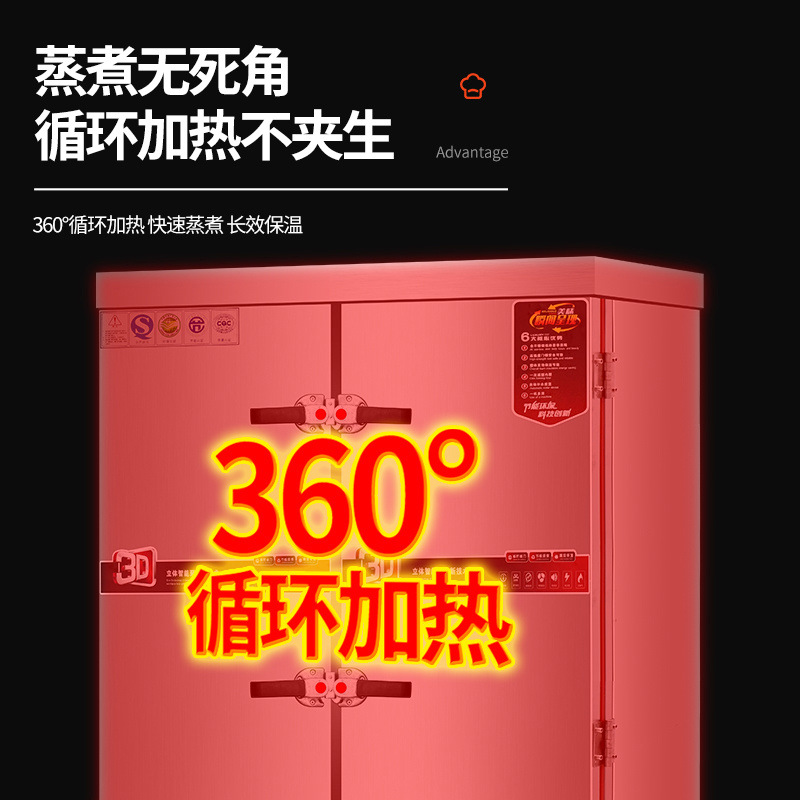 Gran gabinete de vapor de arroz comercial de doble puerta gabinete de vapor de arroz de gas 24 paneles de vapor eléctrico doble puerta gabinete de vapor de vapor coche de vapor automático