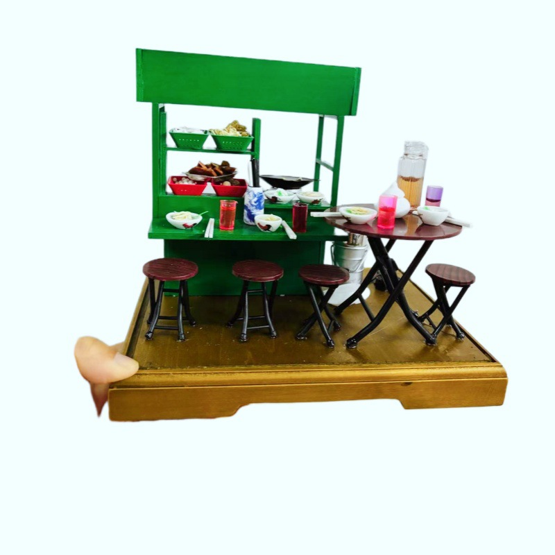 ����ճ��DIY΢��ʳ���ʽľ�Ʒ��泡��̯��ģ��3D�����ֹ�ƴװ