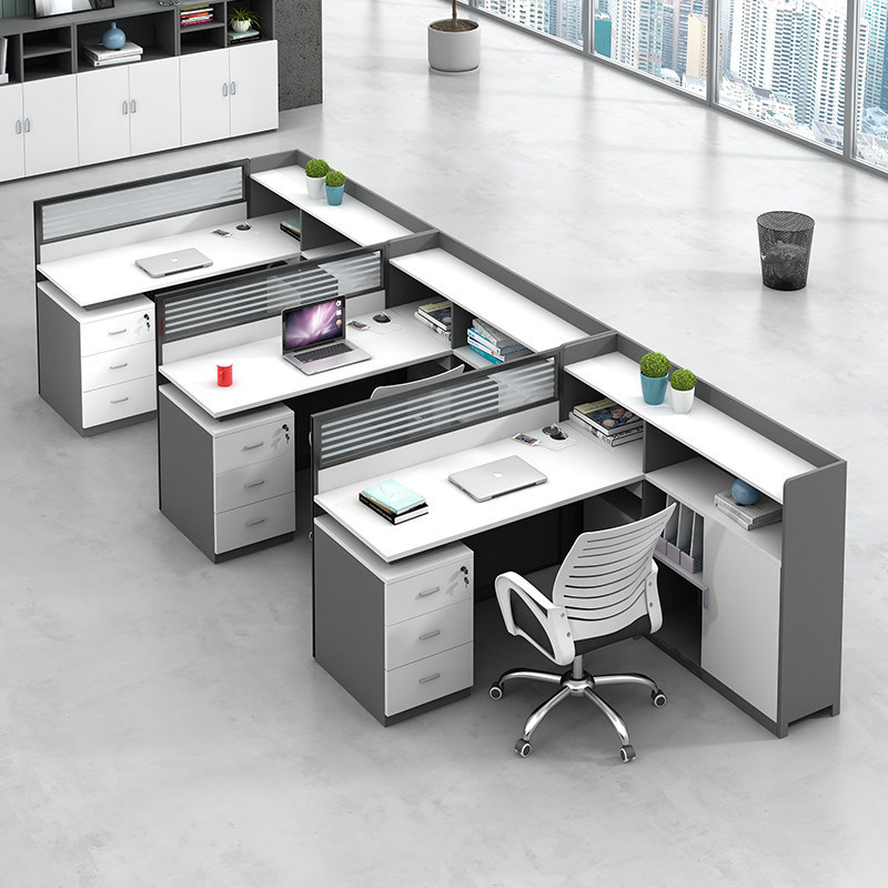 Shengli office desk staff station, simple modern staff desk and chair combination, four-person cubicle with financial screen