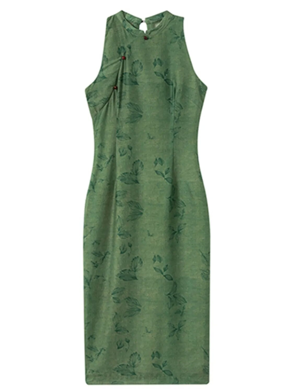 Retro Bright Green Improved Version Of The Chinese-style National-style Cheongsam , 2024 Summer New Waist-cinching_ecoleips.com