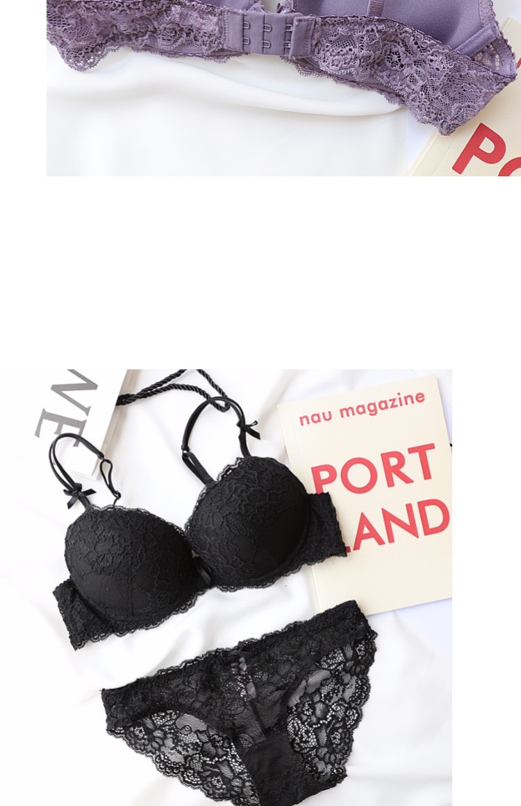 Ensemble de soutien-gorge sexy en dentelle avec bonnet en éponge épais et bas fin pour femme_voghion.com