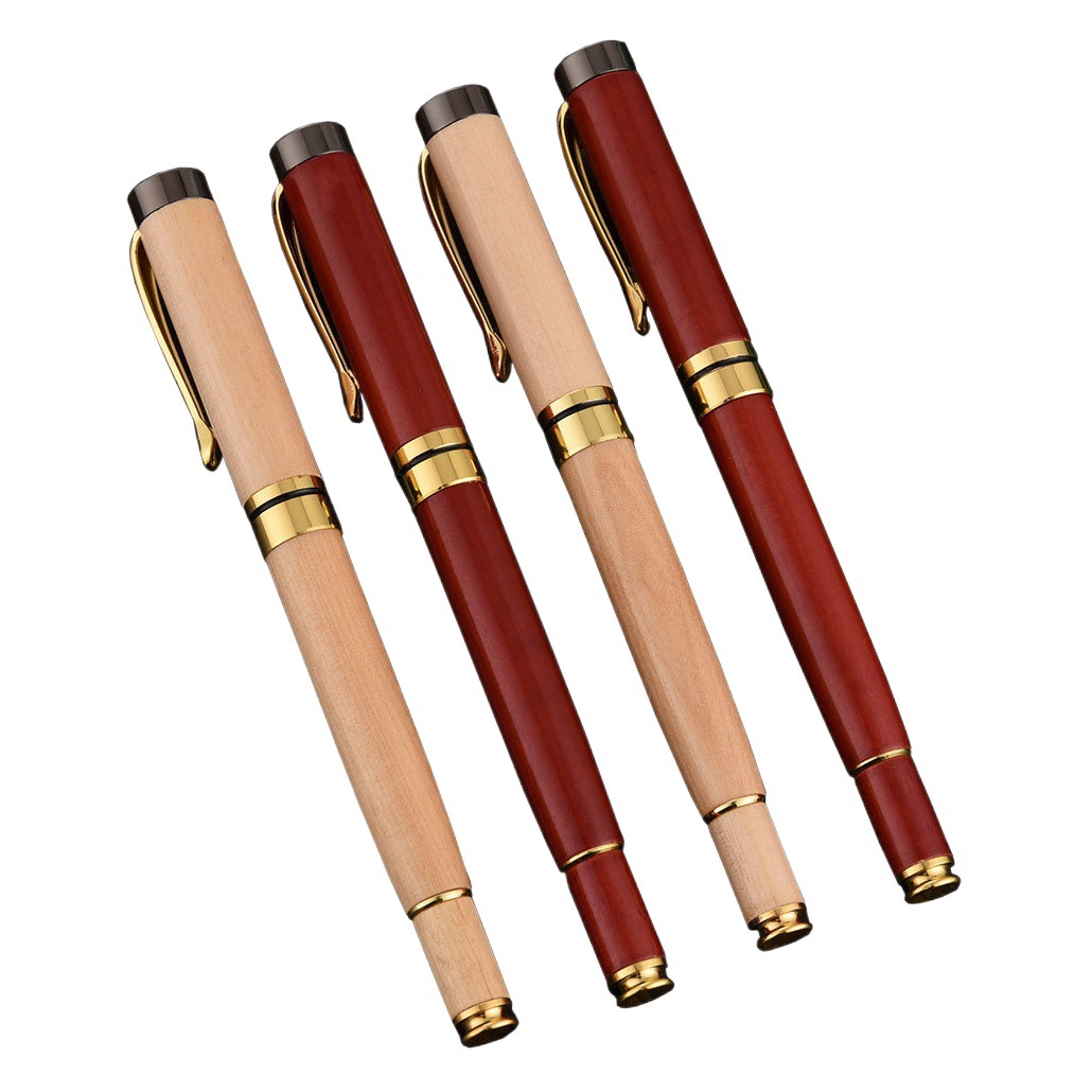 Retro red wood pen writing smooth and smooth wooden pen enterprise company gives wooden signature pen in stock wholesale