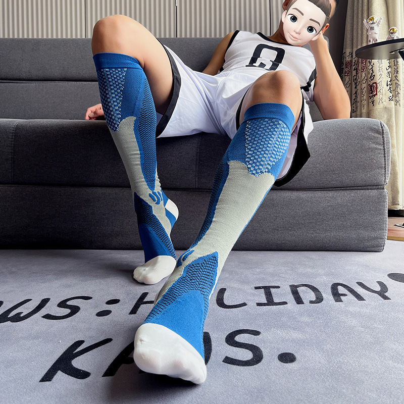 Men's Pressure Socks Running Socks Football Hiking Bike Sports Socks Professional Basketball Socks Non-slip Shock Absorbing High Socks