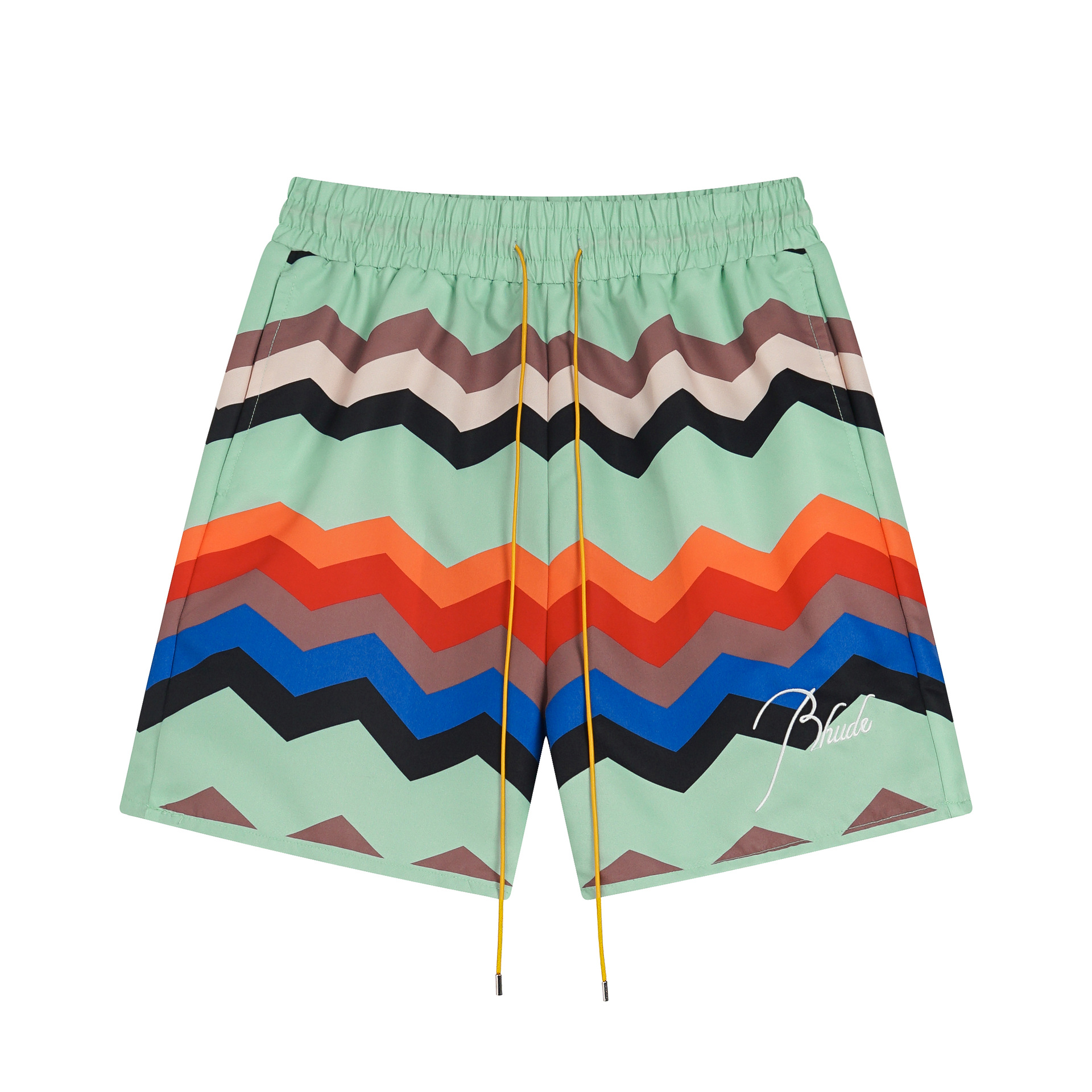 Tendencia europea y estadounidense transfronteriza rhude colección de letras 3M pantalones cortos casuales reflectantes hombres y mujeres pantalones de playa de alta calle estadounidenses