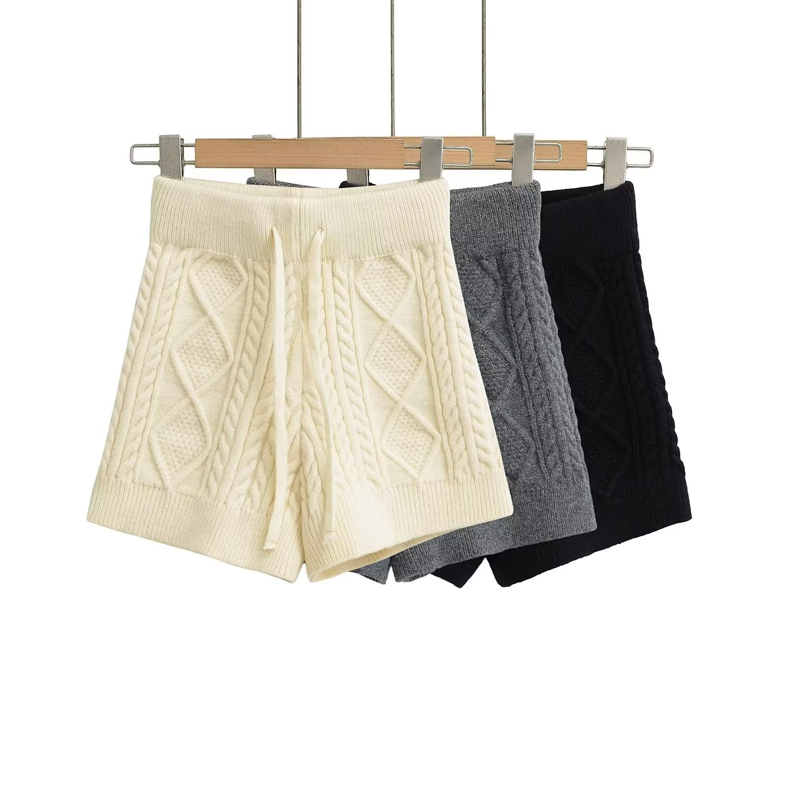 冬季款新款美式辣妹纯欲风显瘦加厚针织休闲短裤女靴裤高腰抽绳