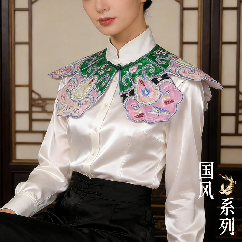 Shawl with Fake Collar for Women, New Chinese Style Fashion Top, High-End Stylish Accessory, Cloud Shoulder Shawl, Versatile for Spring and Autumn, New Model